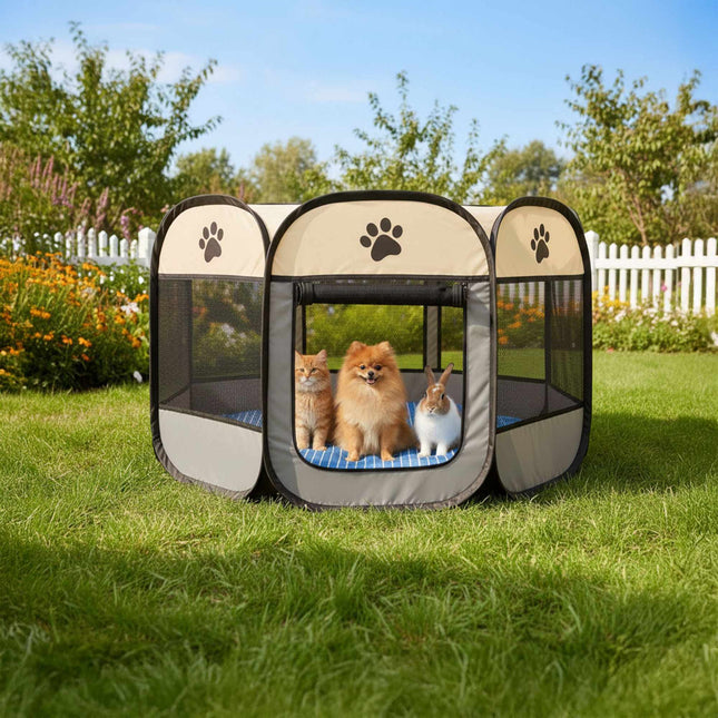 Foldable Indoor & Outdoor Pet Playpen, Weather-Resistant