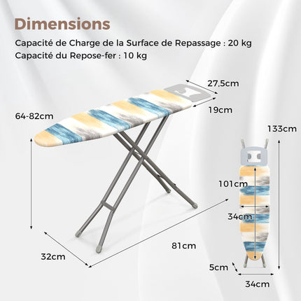 Foldable Ironing Board With Iron Rest, 7-Height Adjust