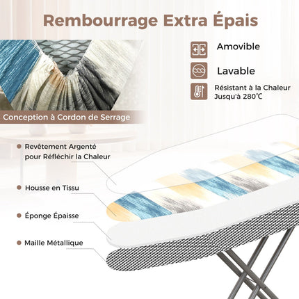 Foldable Ironing Board With Iron Rest, 7-Height Adjust