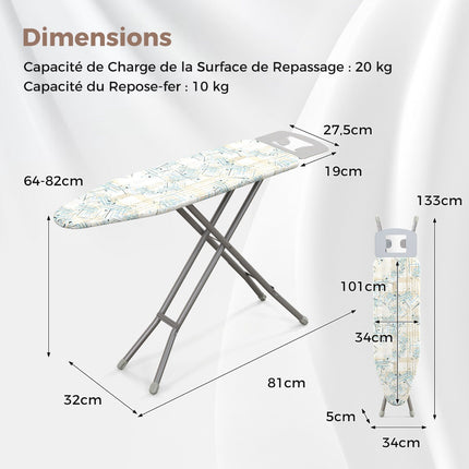 Foldable Ironing Board with Iron Rest, 7 Height Levels