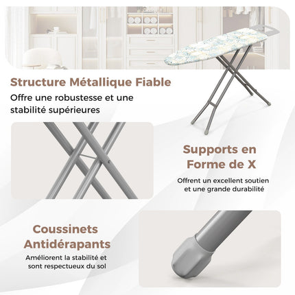 Foldable Ironing Board with Iron Rest, 7 Height Levels