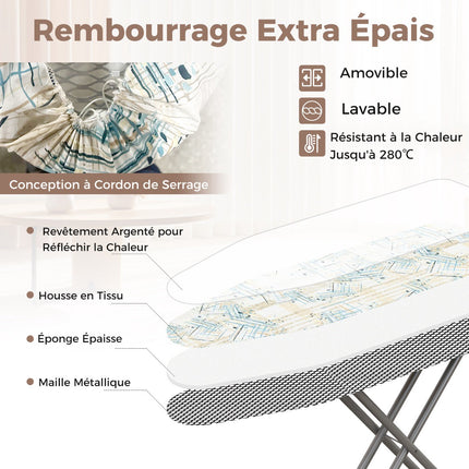 Foldable Ironing Board with Iron Rest, 7 Height Levels