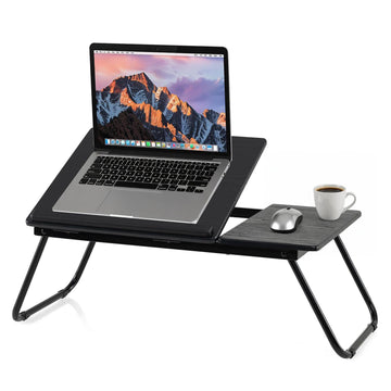Foldable Laptop Table with Adjustable Angles, MDF & Metal