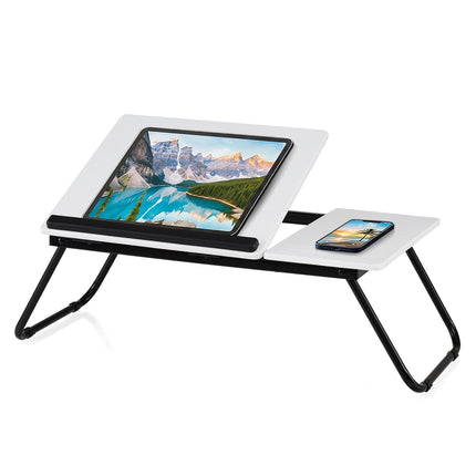 Foldable Laptop Table with Adjustable Angles, MDF & Metal