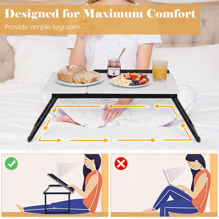 Foldable Laptop Table with Adjustable Angles, MDF & Metal