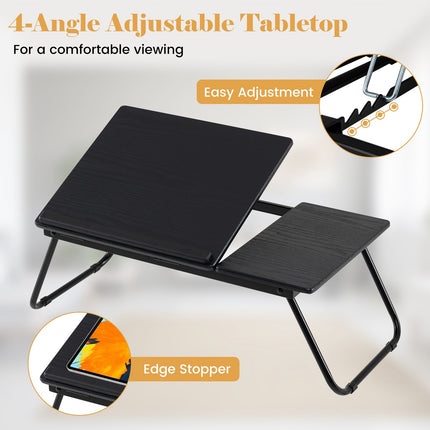 Foldable Laptop Table with Adjustable Angles, MDF & Metal