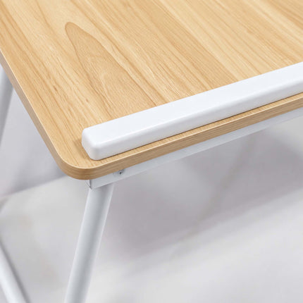 Foldable Laptop Tray for Bed and Sofa with Mouse Tray – Wood Effect, White