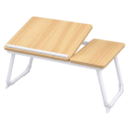 Foldable Laptop Tray for Bed and Sofa with Mouse Tray – Wood Effect, White