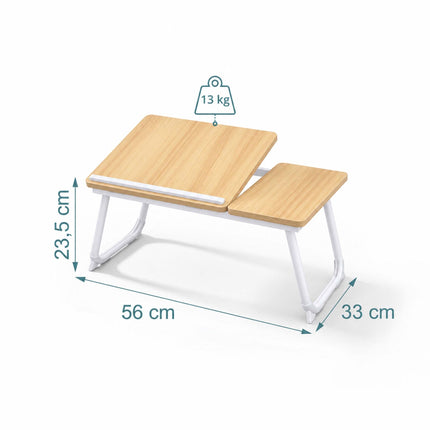 Foldable Laptop Tray for Bed and Sofa with Mouse Tray – Wood Effect, White