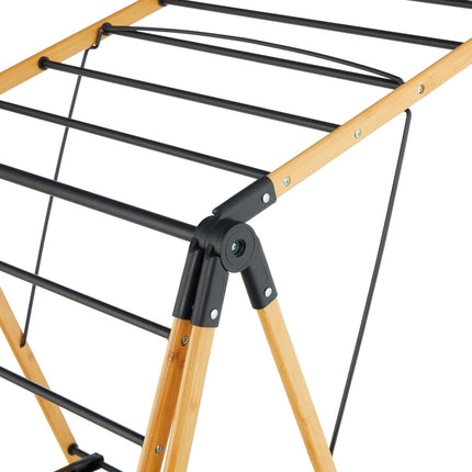 Foldable Laundry Rack – Bamboo & Metal, Winged Design