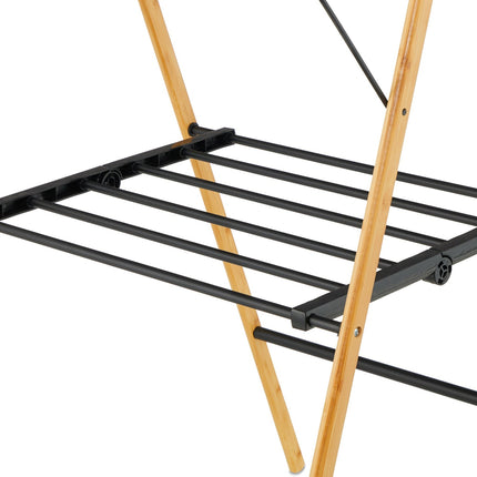 Foldable Laundry Rack – Bamboo & Metal, Winged Design