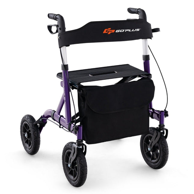 Foldable Lightweight Rollator with Seat, Aluminum, 136 kg Capacity