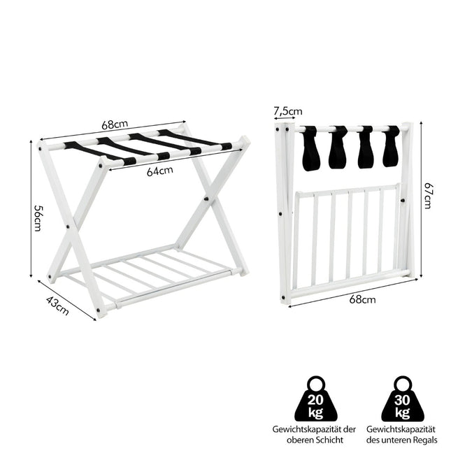 Foldable Luggage Rack Set, 2-Tier, Iron, 60kg Capacity
