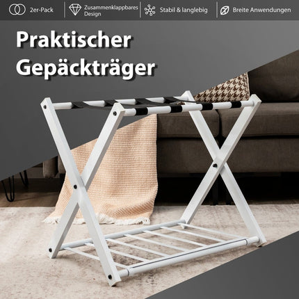 Foldable Luggage Rack Set, 2-Tier, Iron, 60kg Capacity