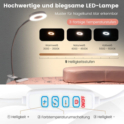 Foldable Manicure Table with Dust Collector & LED Lamp