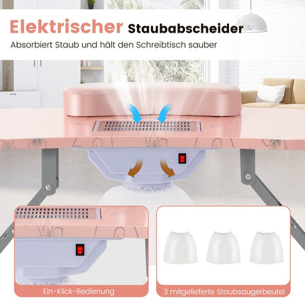 Foldable Manicure Table with Dust Collector & LED Lamp