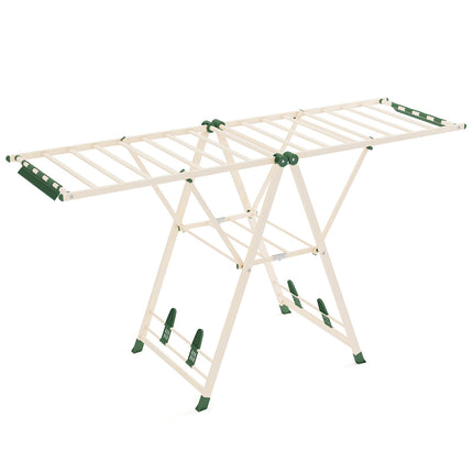 Foldable Metal Drying Rack With Adjustable Wings, 20 Rails