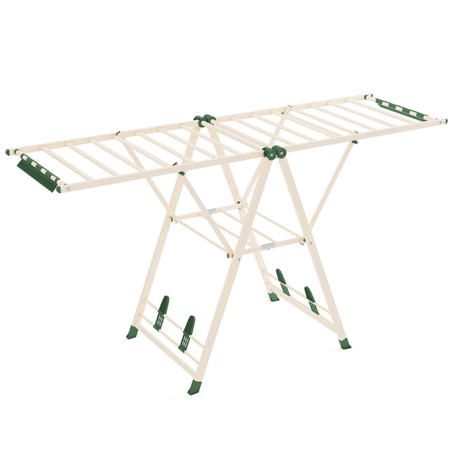 Foldable Metal Drying Rack With Adjustable Wings, 20 Rails
