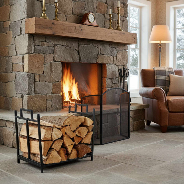 Foldable Metal Log Holder – Space-Saving Firewood Storage