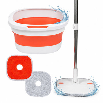 Foldable Mop Set with Microfibre Pads and Wringing System