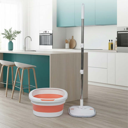 Foldable Mop Set with Microfibre Pads and Wringing System