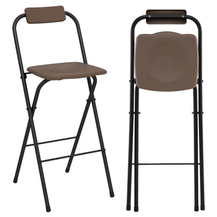 Foldable Outdoor Bar Stools with Backrest & Footrest, Set of 2