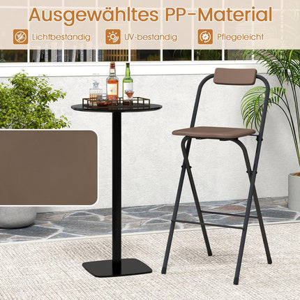 Foldable Outdoor Bar Stools with Backrest & Footrest, Set of 2