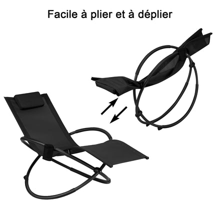 Foldable Outdoor Rocking Recliner, Cup Holder, 180 kg