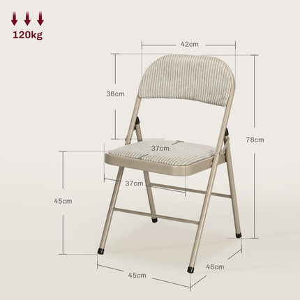 Foldable Padded Chairs, Set of 4 – Steel Frame, Beige