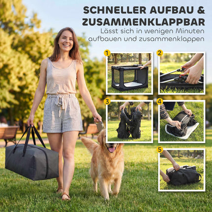 Foldable Pet Carrier, 600D Fabric, 90x64x64 cm, Green