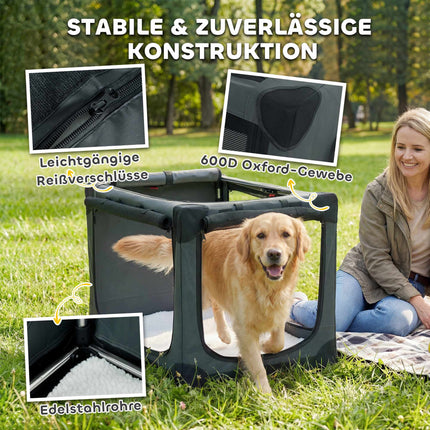 Foldable Pet Carrier, 600D Fabric, 90x64x64 cm, Green