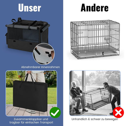 Foldable Pet Carrier with Dual Openings, Mesh Basket, 80x60x42 cm