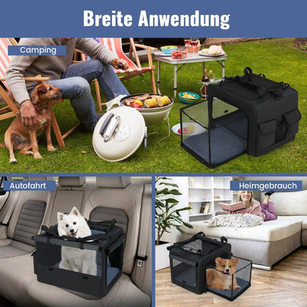 Foldable Pet Carrier with Dual Openings, Mesh Basket, 80x60x42 cm