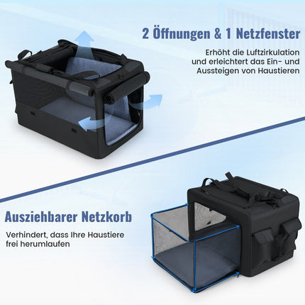 Foldable Pet Carrier with Dual Openings & Mesh Basket, 88x72x48 cm