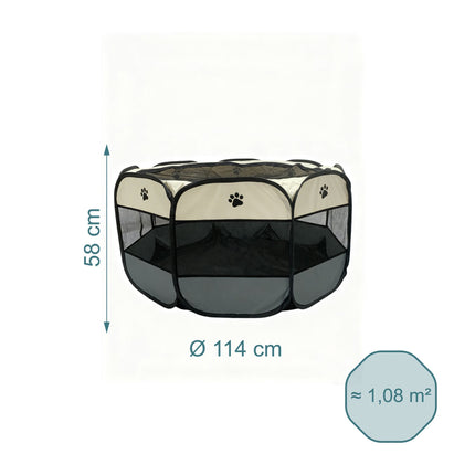 Foldable Pet Playpen, Indoor/Outdoor, Mesh Windows