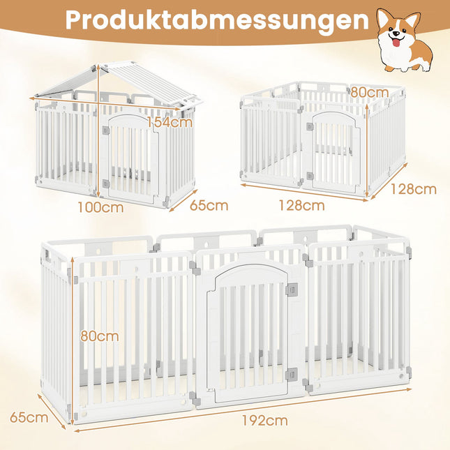 Foldable Pet Playpen with 8 Panels and Lockable Door