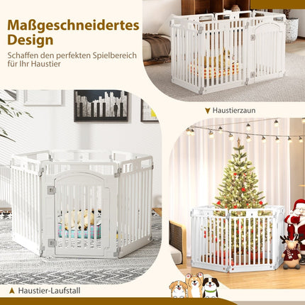 Foldable Pet Playpen with Lockable Door, 6 Panels, White