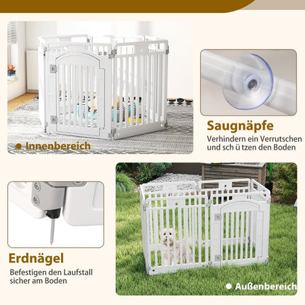 Foldable Pet Playpen with Lockable Door, 6 Panels, White