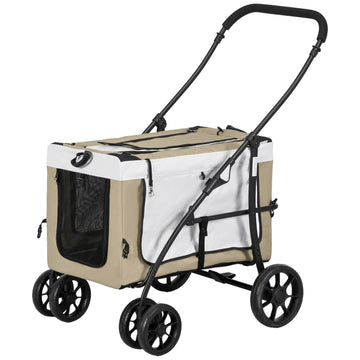 Collapsible Pet Stroller - Removable Bag, 4-Wheel Brakes