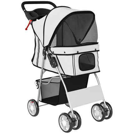 Foldable Pet Stroller with Reflective Strips, Grey