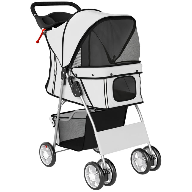 Foldable Pet Stroller with Reflective Strips, Grey