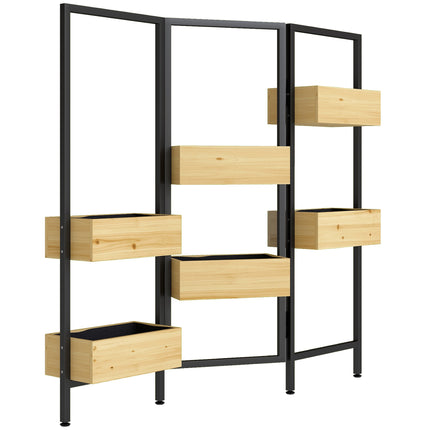 Foldable Planter Divider – 6 Wood Boxes, Steel Frame