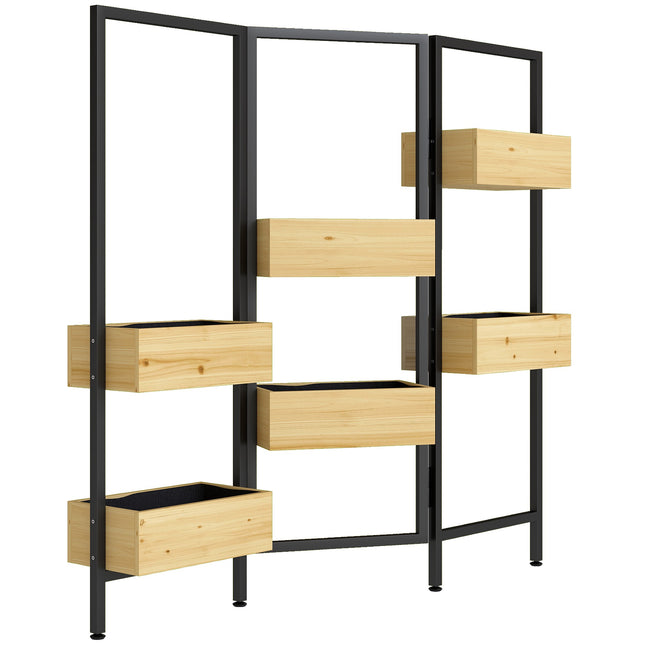 Foldable Planter Divider – 6 Wood Boxes, Steel Frame