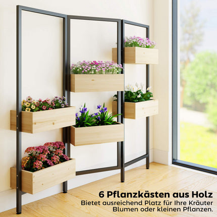 Foldable Planter Divider – 6 Wood Boxes, Steel Frame
