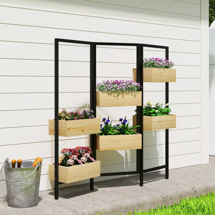 Foldable Planter Divider – 6 Wood Boxes, Steel Frame