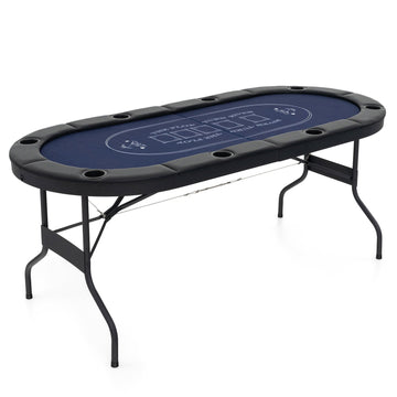 Foldable Poker Table for 8 with Cup Holders and Padded Rails