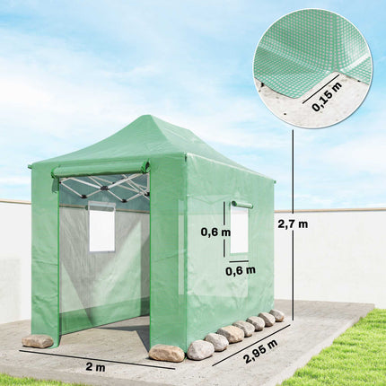 Foldable Pop-Up Greenhouse, 295x200x270 cm, UV-Protected