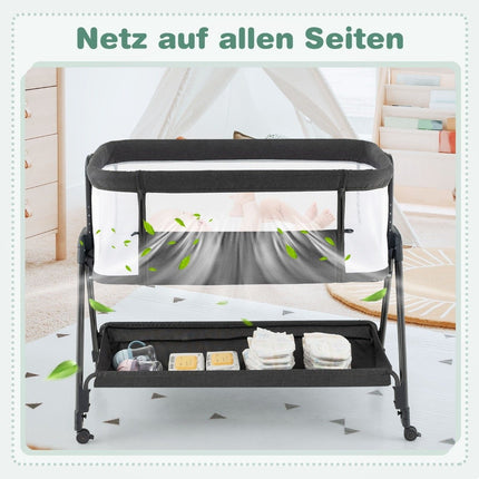 Foldable Portable Baby Bed with Adjustable Height
