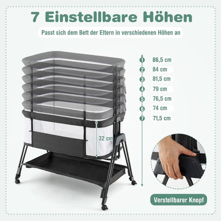 Foldable Portable Baby Bed with Adjustable Height
