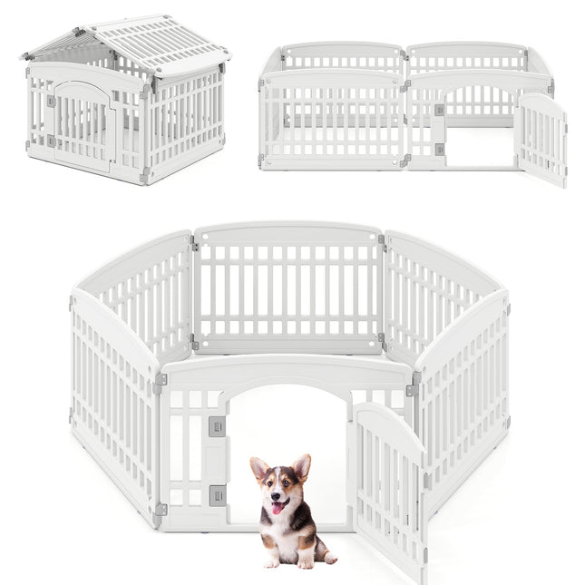 Foldable Puppy Playpen with Lockable Door, 6 Panels